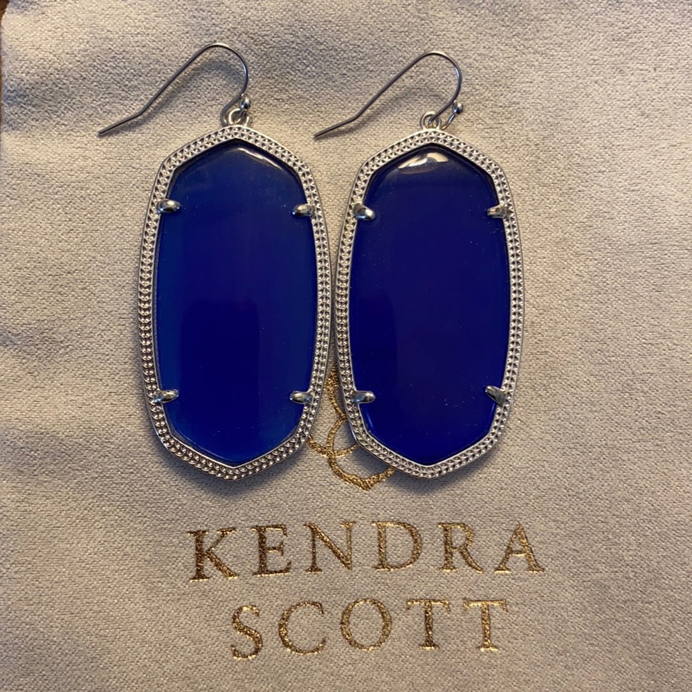 Kendra Scott Danielle Earrings! Silver with blue stone. Worn once.